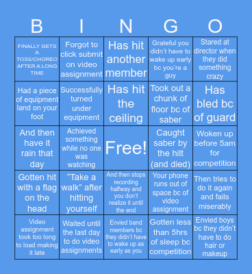 Guard Bingo Card