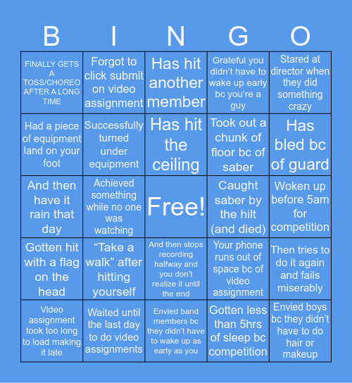 Guard Bingo Card