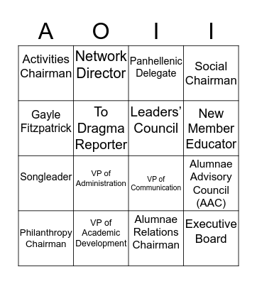 AOII Bingo Card