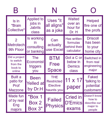 BTM BINGO Card