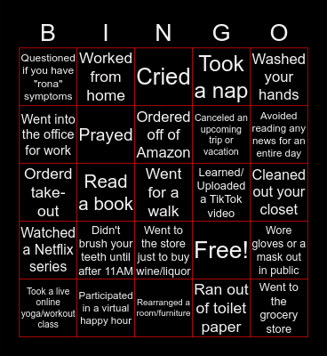 Quarantine Bingo! Bingo Card