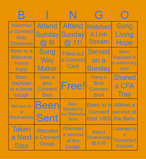 Connect Church Bingo Card