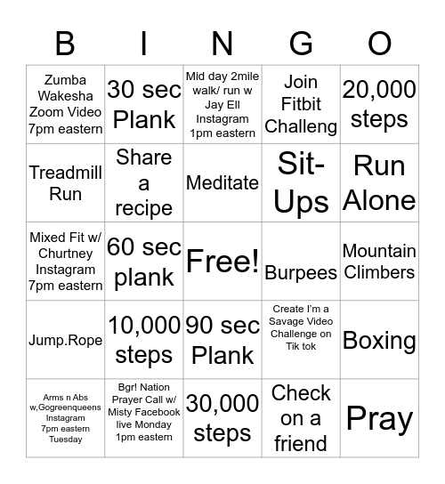 BGRLA! Magic Mondays Bingo Card