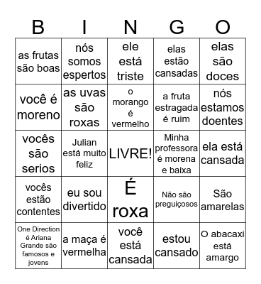 Lesson 6 WARM UP bingo  (SER, ESTAR, adjectives and feelings) Bingo Card
