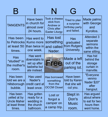 Bingo - SMSA Edition Bingo Card