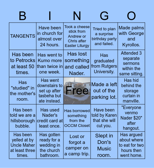Bingo - SMSA Edition Bingo Card