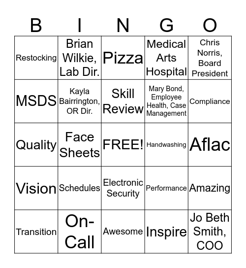 Orientation BINGO Card