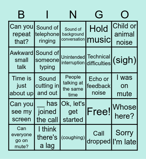 Conference Call Bingo Card