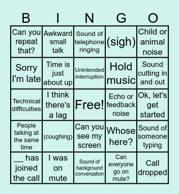 Conference Call Bingo Card