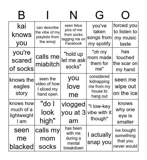 miabitch Bingo Card