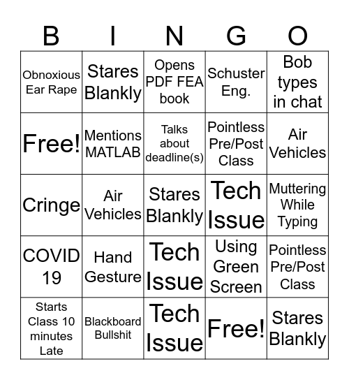 Worthless Bingo Card