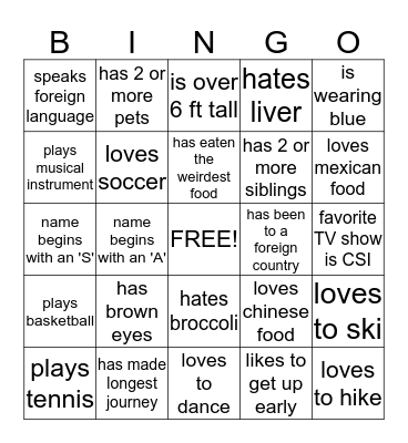 Untitled Bingo Card