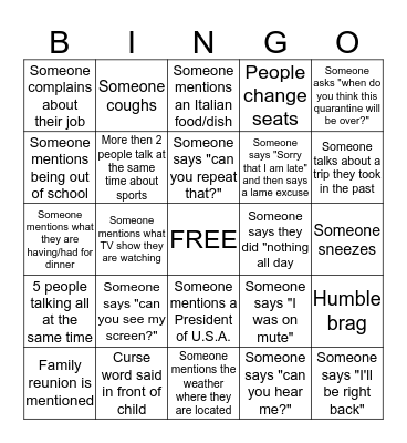 Cavarretta conference call BINGO Card