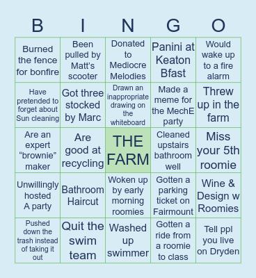 THE FARM Bingo Card