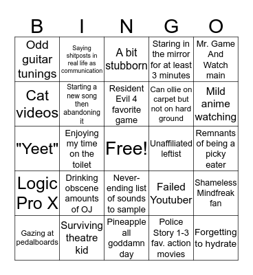It's-a me, Andy Bingo Card