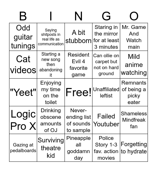 It's-a me, Andy Bingo Card