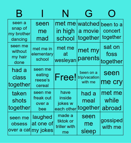 Jada’s Bingo 🥰 Bingo Card