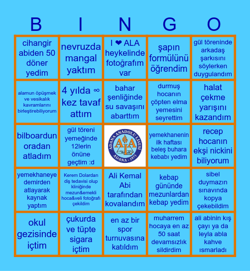 ne kadar ALAlısın? Bingo Card