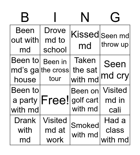 Md bingo Card