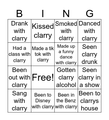 Clarry bingo Card