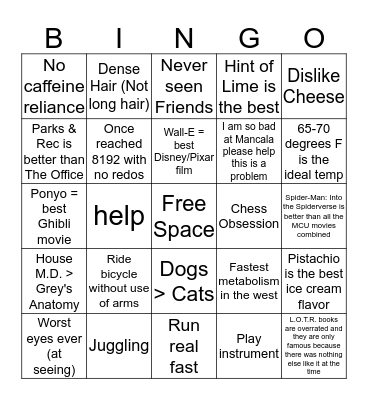 yeet Bingo Card