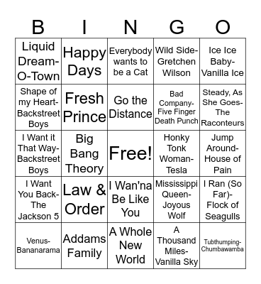 Quarantine Music Bingo Card