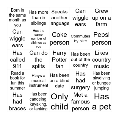 IPC Staff Bingo Card