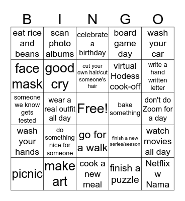 COVID-19 Bingo Card