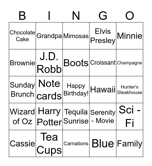 Bennie Bingo! Bingo Card