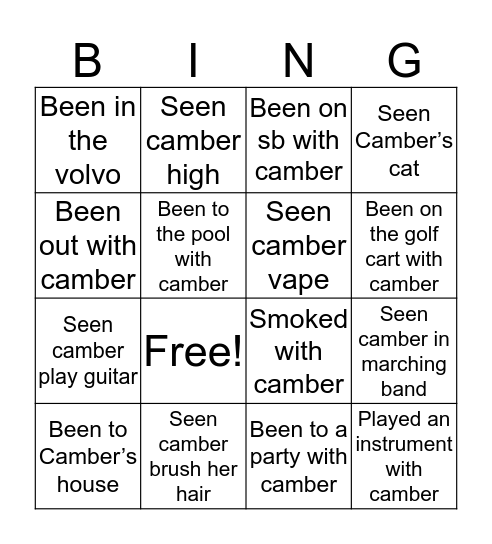 Chamber bingo Card