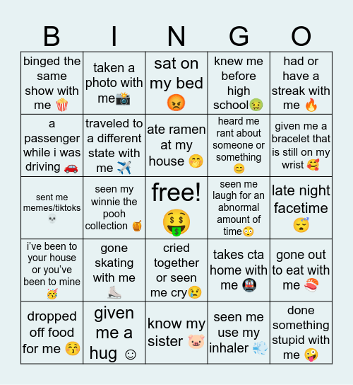 grace’s bingo! Bingo Card