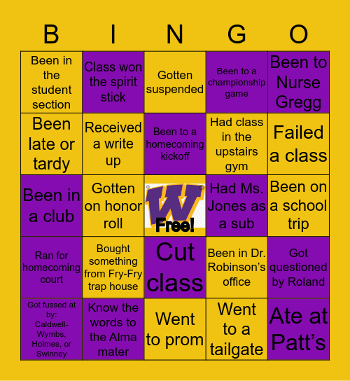 Wilson Bingo💜💛 Bingo Card