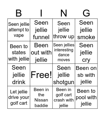 Jellie bingo Card