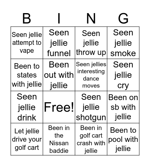Jellie bingo Card