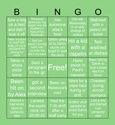 Topsail Turfs Tutor Bingo Card