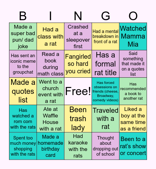 Rat Kingdom BINGO Card