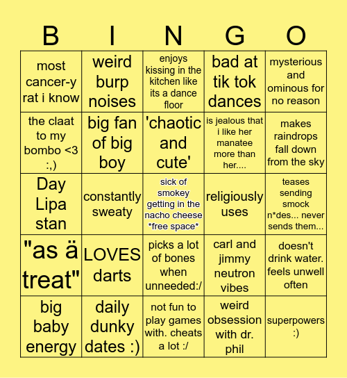 for carol in bone :) Bingo Card
