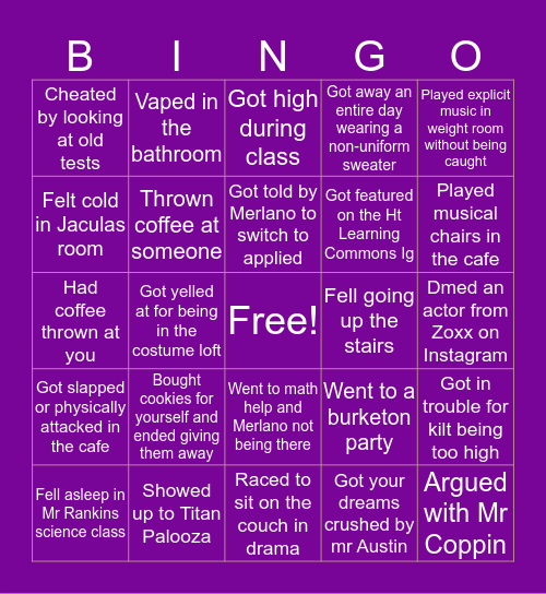 Holy Trinity Bingo Card