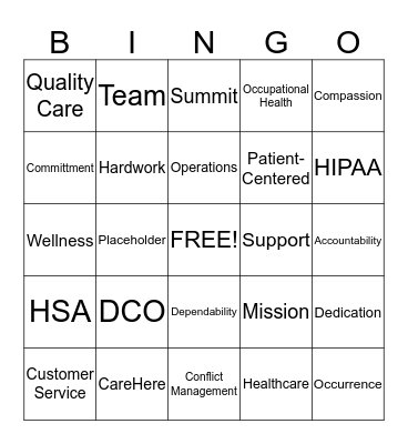 CareHere Bingo Card