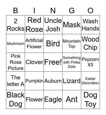 Scavenger  Hunt Bingo Card