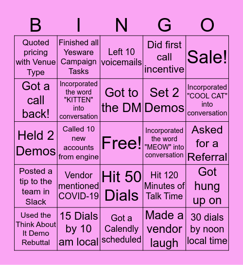 Dream Team COOL CATS & KITTENS BINGO!! Bingo Card