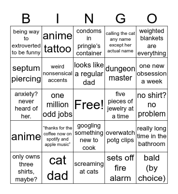 chandler bazinga Bingo Card