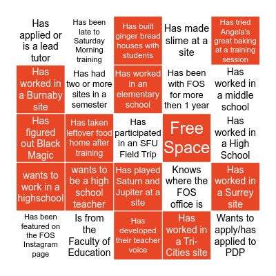 FRIENDS OF SIMON BINGO Card