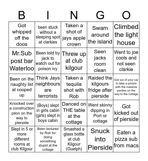 Crew Bingo Card