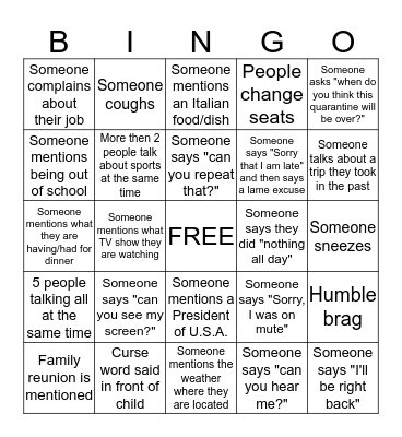 Cavarretta conference call BINGO Card