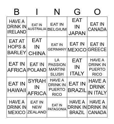 Epcot Food & Wine Festival 2014 Bingo Card