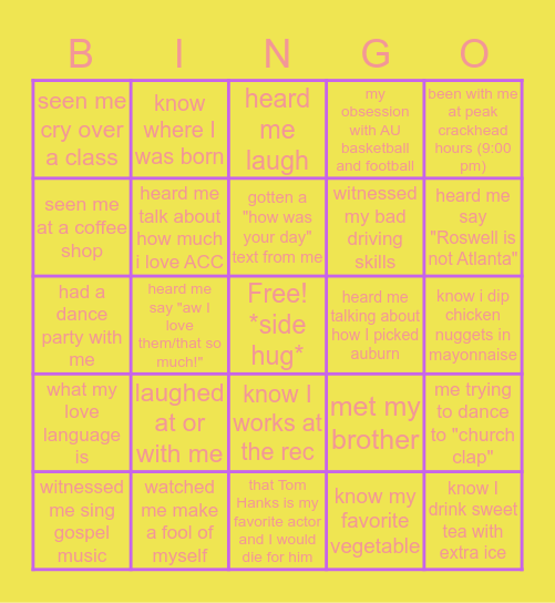 swaggy bingo Card