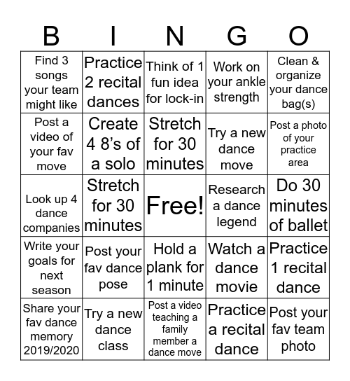 Moonlight Dance Bingo Card