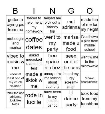 penelope’s bingo Card