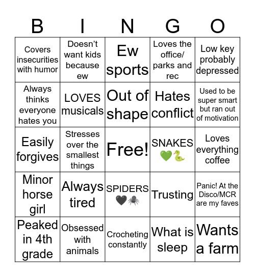 Maddie’s Life Bingo Card